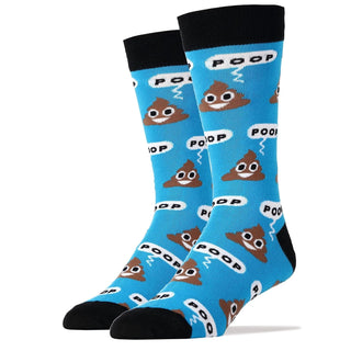 Oooh Yeah Socks Men's Luxury Combed Cotton Crew Socks Blue Poop!