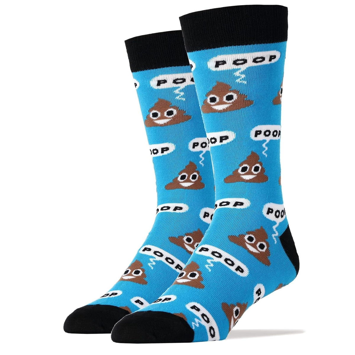 Oooh Yeah Socks Men's Luxury Combed Cotton Crew Socks Blue Poop!