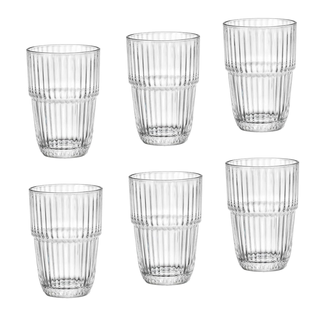 Bormioli Rocco Drinking Cup, 12.9 Ounces (Pack of 6), Clear
