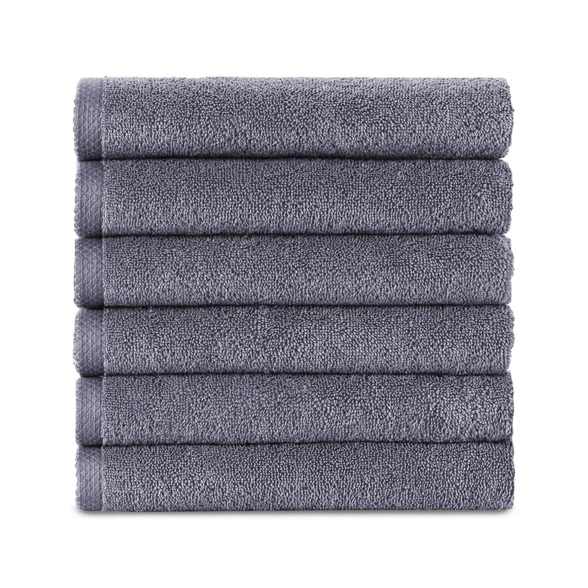 Classic Turkish Towels Towel, 6-Piece Hand Towels - 16 x 28 Inches, Grey