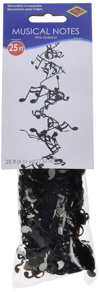 Beistle Black Musical Notes Garland (25 Ft) -1 Pc