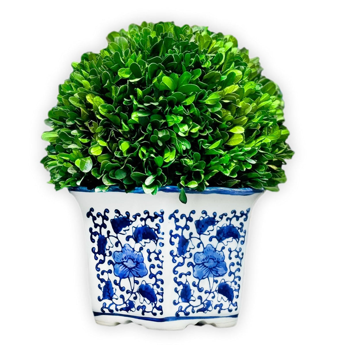 Galt International Artificial Plant, Large 11" Hexagon Pot, Blue