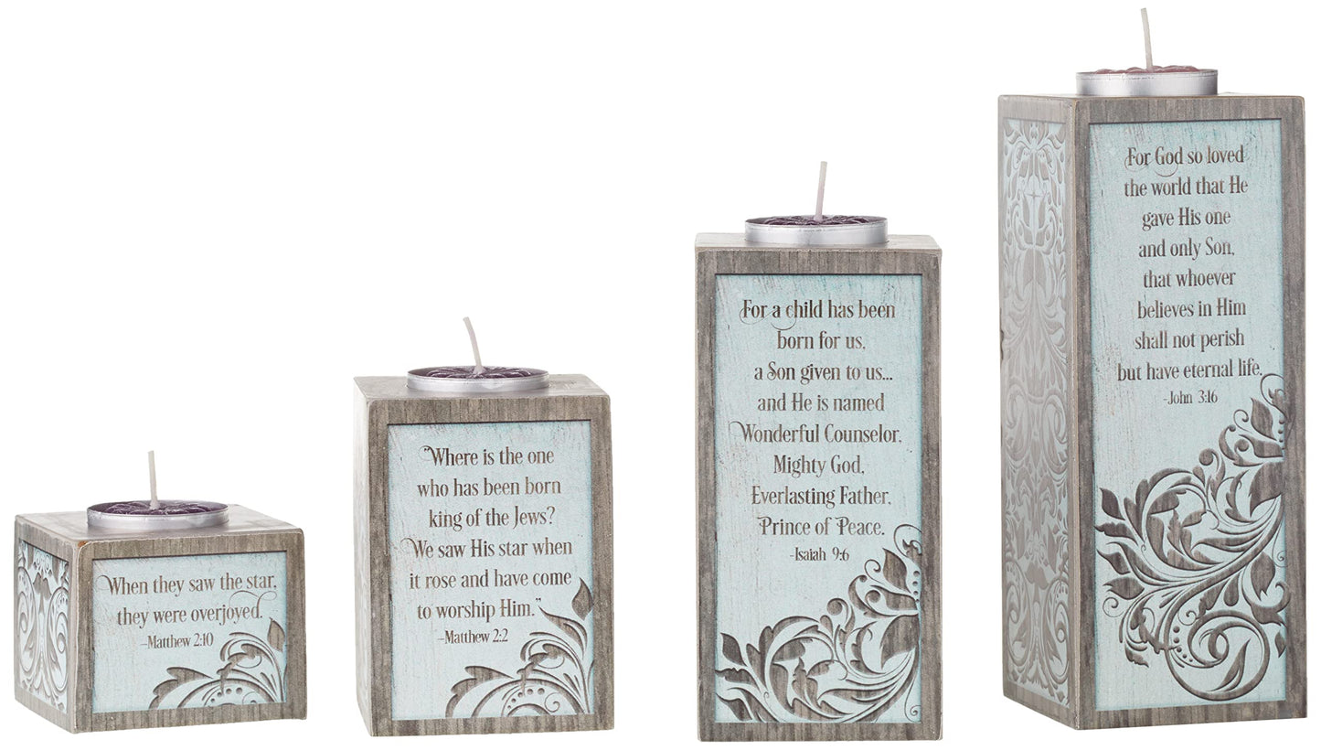 Cathedral Art Love Hope Peace Joy Pillar Advent W/Tea Lights Abbey & CA Gift Inspirational Candle Set, Multi
