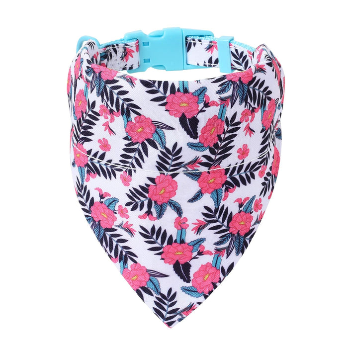 Mile High Life | Spring Floral Collection | Soft Poly Cotton Fabric | Girl Dog Collars | Bandana Collar (Peony, Bandana w/Collar -M)