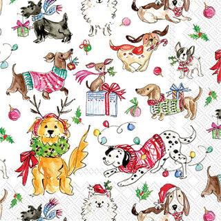 ihr SINCE 1977 Disposable Napkin, 5" x 5", Christmas Dogs