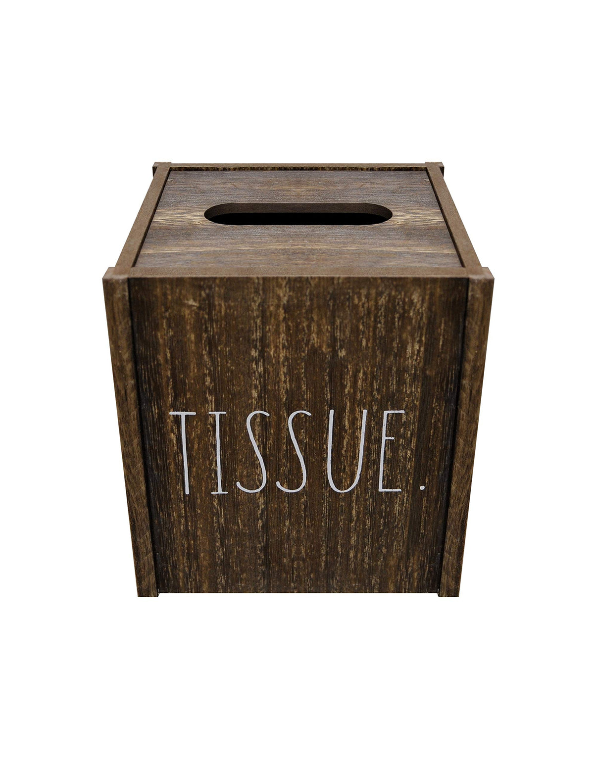 Rae Dunn Tissue Box Cover - Home and Bathroom Decor Accessories - Dark Brown Wood Tissues Cube Dispenser for Countertop, Desk, Dresser, Vanity, Bedroom, Kitchen, Office and Any Room of The House