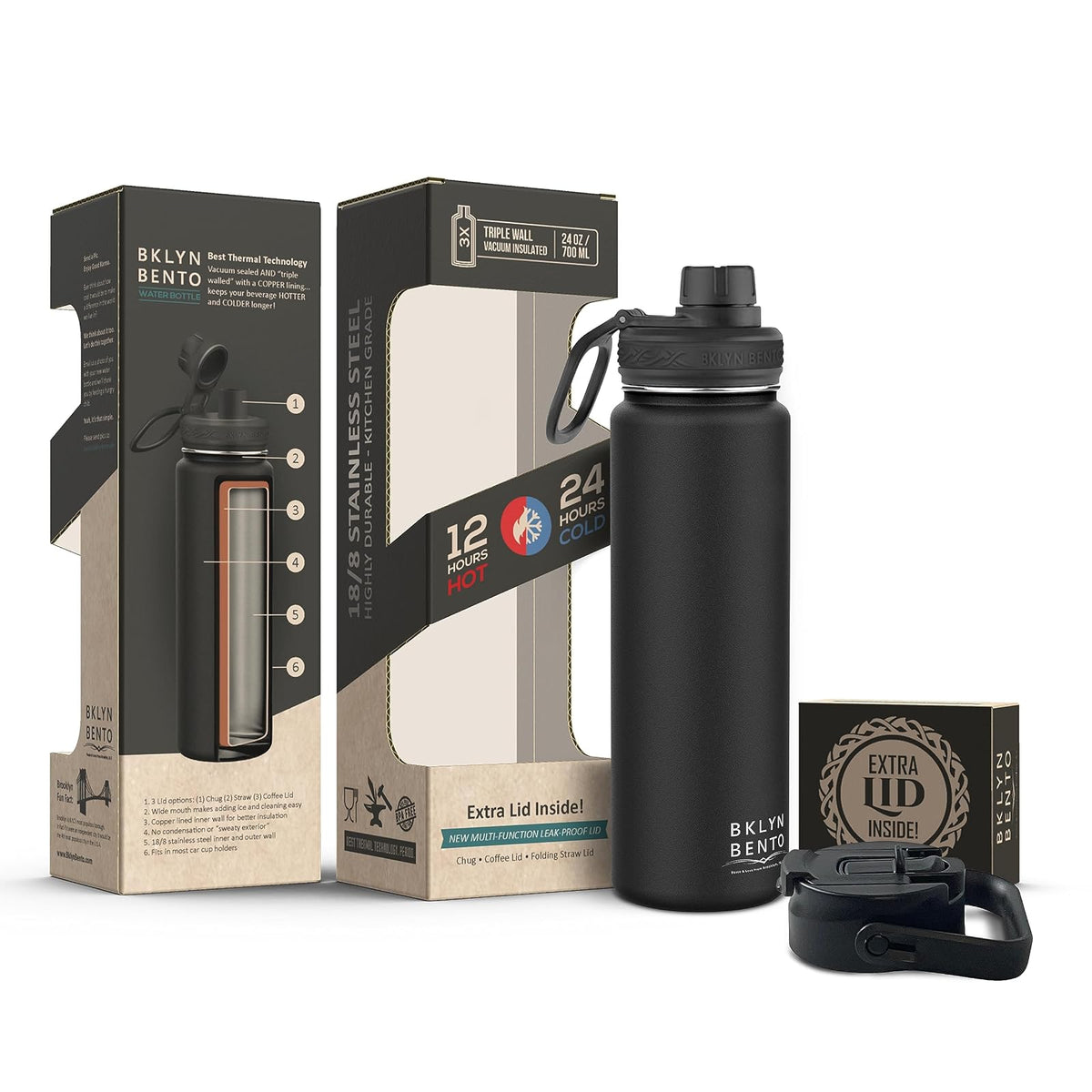 BKLYN BENTO PEACE & LOVE FROM BROOKLYN, N.Y. Thermos, 24 Ounces, Black (24oz)