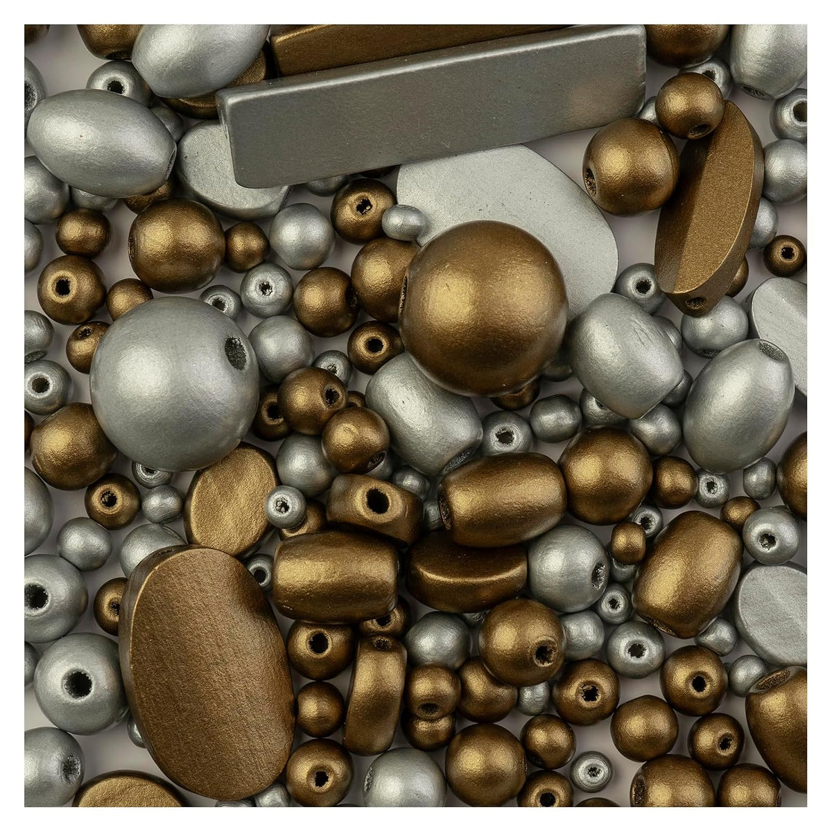 John Bead Craft Bead, Assorted Sizes, Silver and Gold