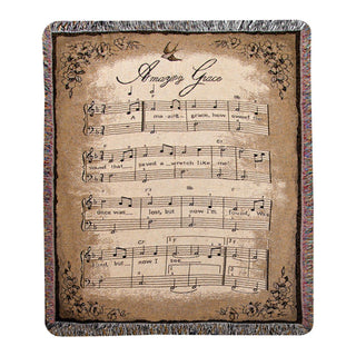 Manual Inspirational Collection Tapestry Throw, Amazing Grace Sheet Music, 50 X 60-Inch