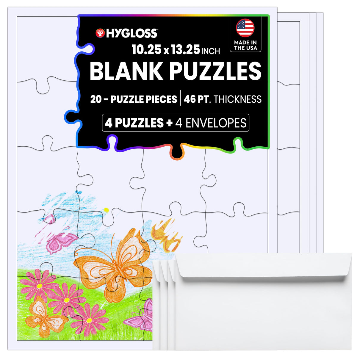 Hygloss Puzzles, 10.25 x 13.25-Inch (20 Puzzle Pieces), White