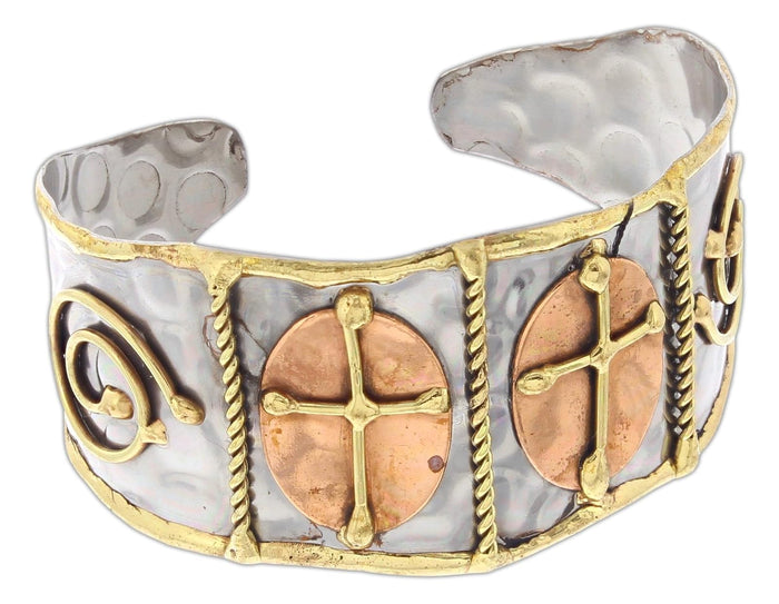 Anju Mixed Metal Cuff Bracelet (Cross)