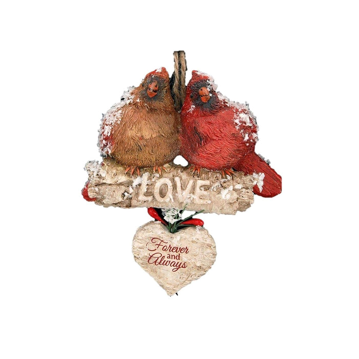 Kurt Adler 4.5" Resin Cardinals ON Birch Branch Orn: "love Forever And Always."
