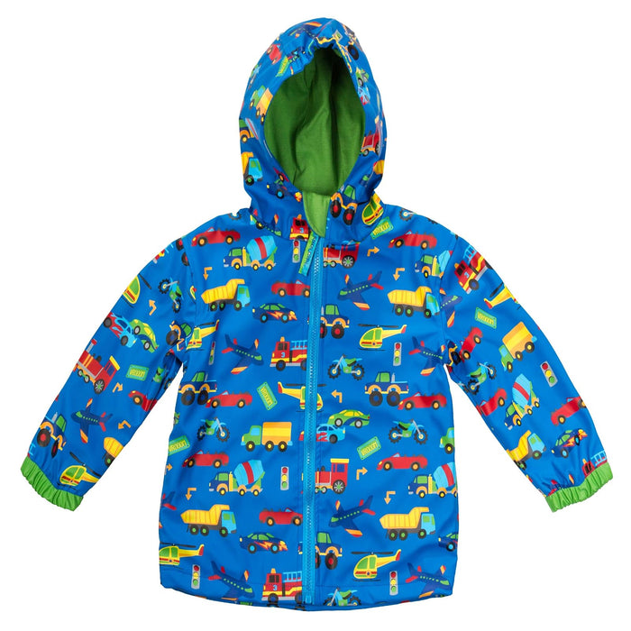 Stephen Joseph Boys' Little Print Rain Coat, Transportation, 5/6
