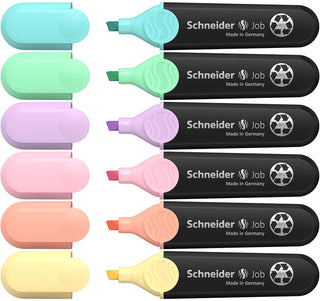 Rediform Schneider Pastel Job Highlighter Marker, Chisel Tip, Turquoise, Mint, Vanilla, Peach, Lavender, Light Pink, 6 Pack (115097)