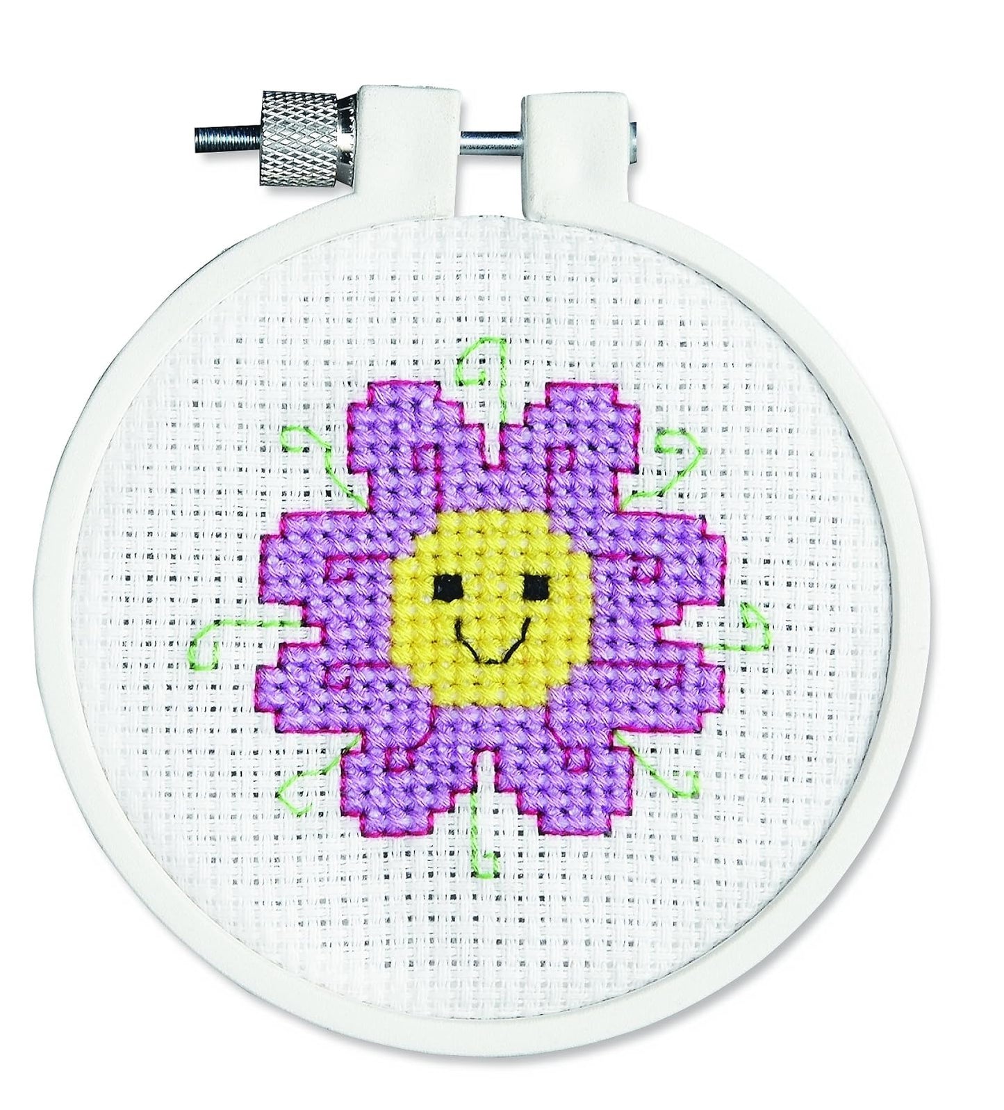 Design Works Crafts Janlynn 21-0984 Round Kid Stitch Flower Power Mini Counted Cross Stitch Kit, 3-Inch