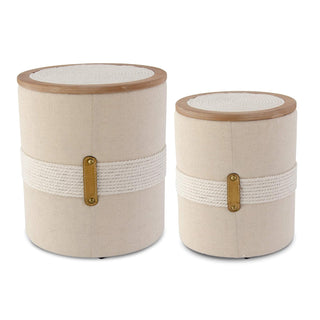 K&K Interiors Ottoman, Small, Tan