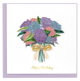 Quilling Card Handmade Quilled Hydrangea Bouquet Birthday Card – 6x6 Inch Blank Card with Envelope – Fair Trade Verified – Unique Paper Art Keepsake for Birthdays