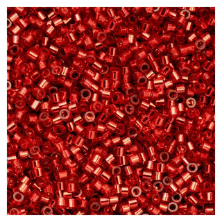 John Bead Craft Bead, Size 11, Red Silver Lined