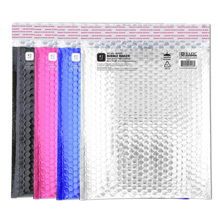 BAZIC Poly Bubble Mailers 8.5"x11.25" #2 Self Seal Closure, Metallic Color Padded Cushion Envelope, Mailing Shipping Envelopes Waterproof Bag, 1-Pack