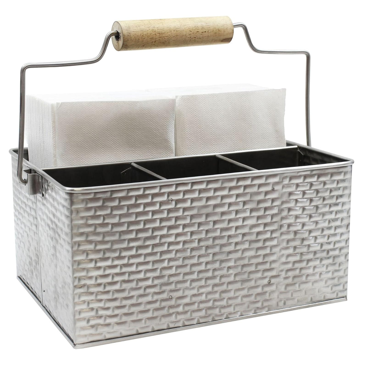 Tablecraft Brickhouse Collection Flatware/Utensil Caddy with Handle 10 x 8 x 4
