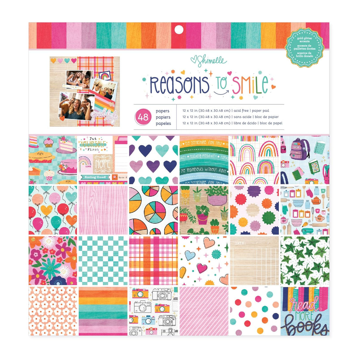 American Crafts Sheet Paper, 12"X12", Gold, Multicolor