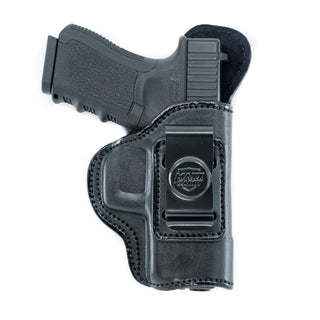 Cardini Leather USA Gun Holster, Right Hand, Black - Right Hand Draw (Inside the