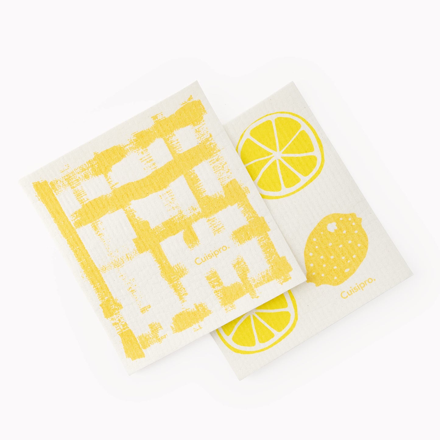 Cuisipro All Purpose Eco-Cloth Sponge Cloth, Yellow Stripe/Apple, Set of 2