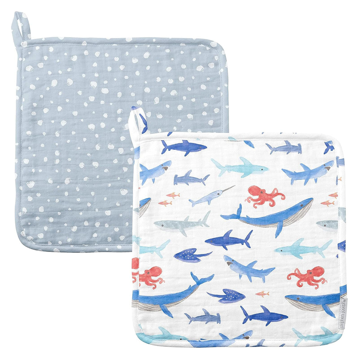 Stephen Joseph Towel, 10x10 inches, Shark