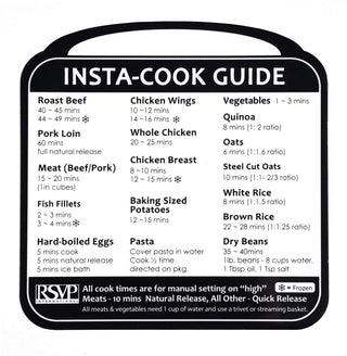 RSVP International Kitchen Organization Collection Removable Labels, Insta-Cook Guide, White/Black