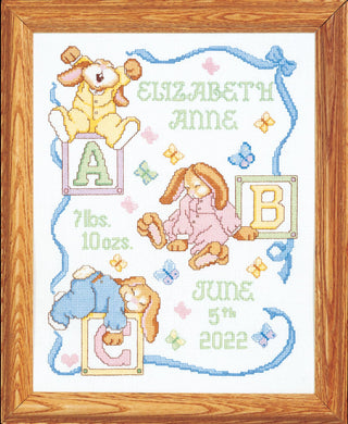 Design Works Crafts Janlynn 242077 Sleepy Bunnies Sampler Counted Cross Stitch Kit-11"X14" 14 Count