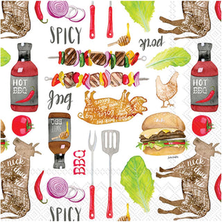 ihr SINCE 1977 Disposable Napkin, 5" x 5", BBQ Pattern