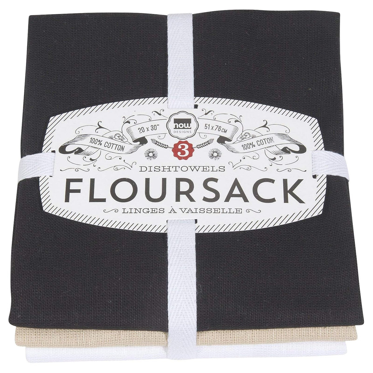 Now Designs Towel, 1 EA, Black Oyster White