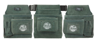 GRAINTEX DS2761 :: 4 Piece 16 Pocket Tool Belt Combo Hunter Green Color Suede Leather