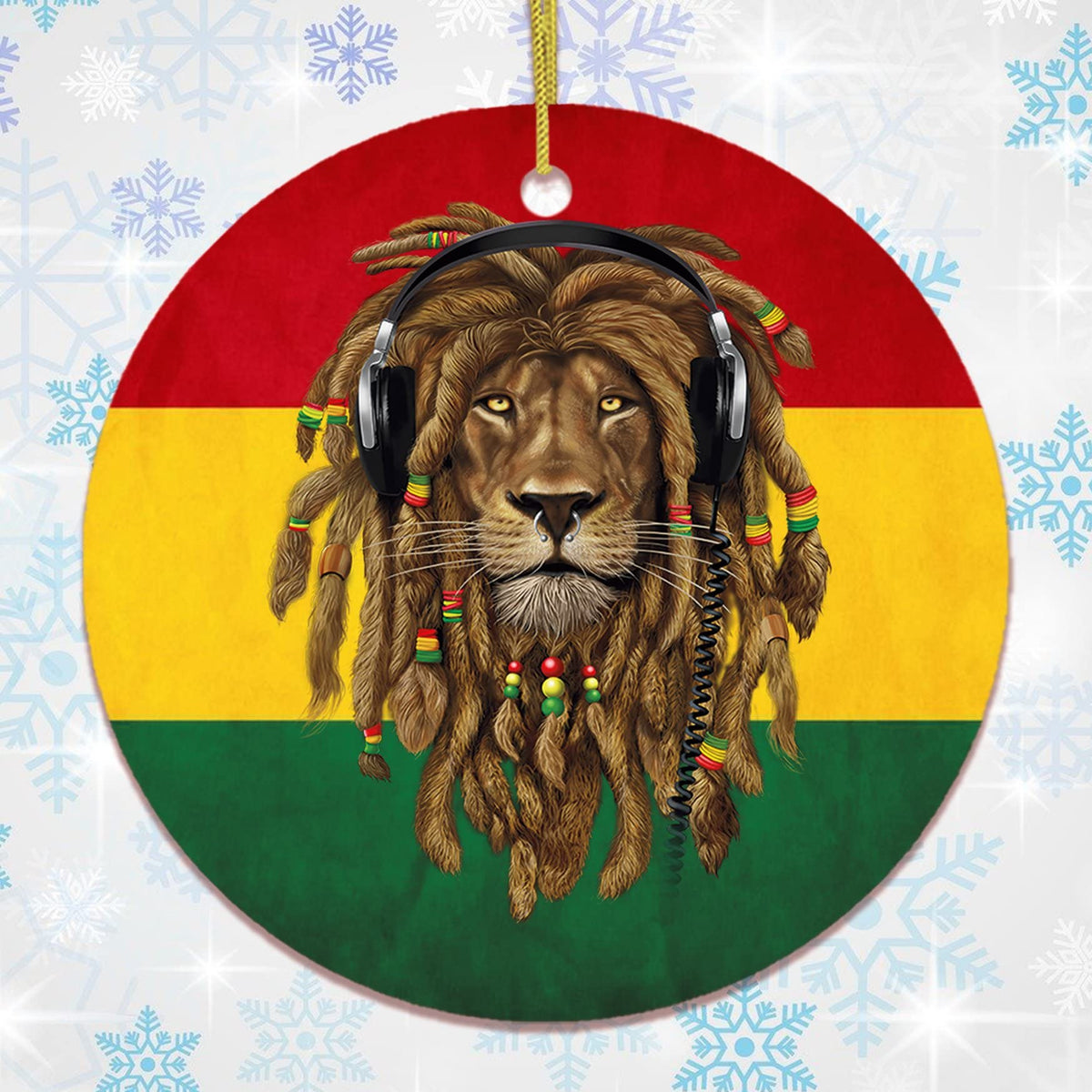 OrnamentallyYou Hanging Ornament, Reggae Lion Ornament, Jamaican Christmas Decor