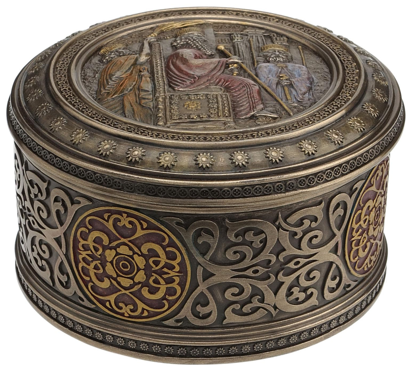 Unicorn Studios WU76825A4 Darius The Great Round Trinket Box - Bronze