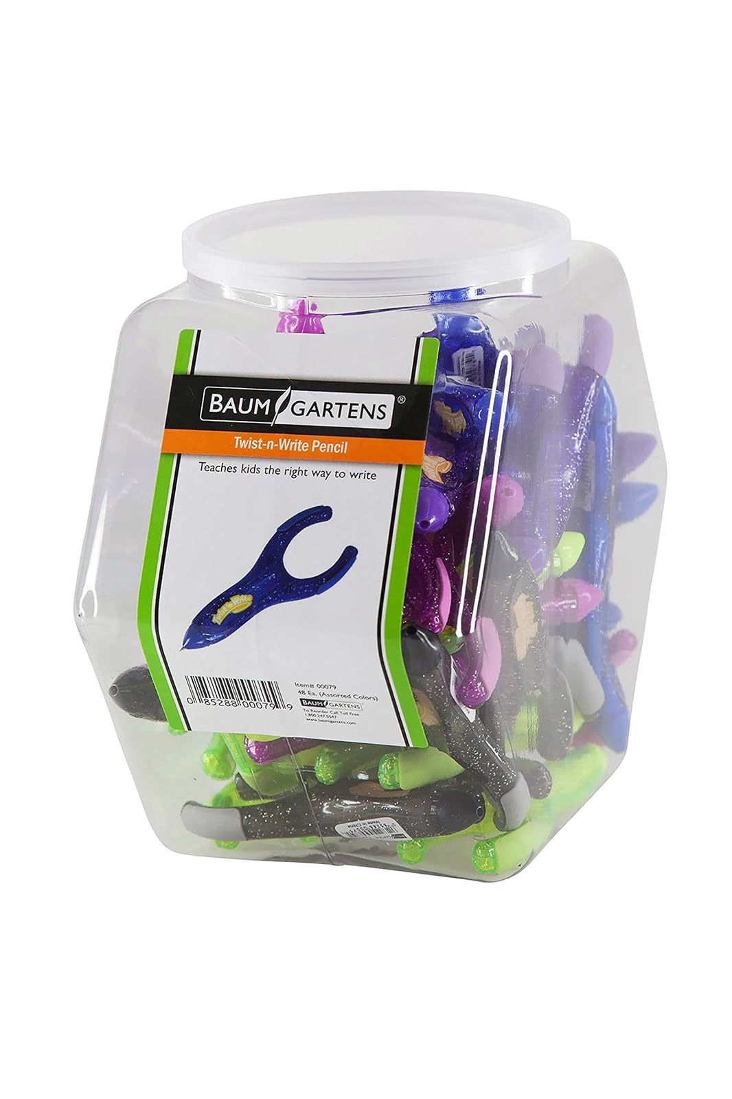 Baumgartens PenAgain Twist 'n Write Hexagonal Tub Display of 48 Arthritis Ehlers Danlos Syndrome ASSORTED Colors (00079)