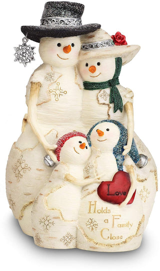 Pavilion Gift Company BirchHeart 5-Inch Tall Snowman Family, Reads Love Holds a Family Close