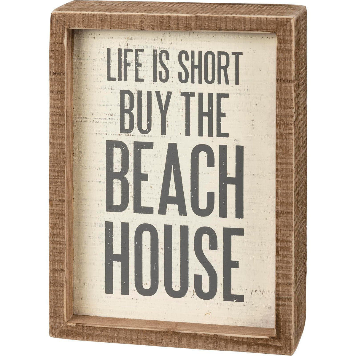 Primitives by Kathy Decorative Signage, 5" x 7" x 1.75", tan, wood, white, black