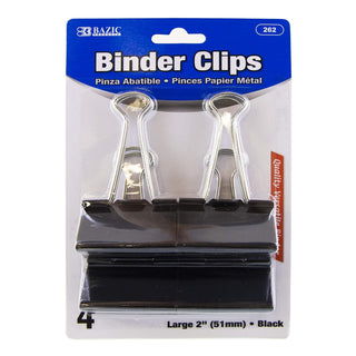 BAZIC Large 2" (51mm) Black Binder Clip (4/Pack)