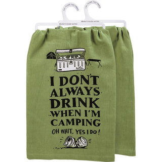 Primitives by Kathy 112616 Kitchen Towel Drink When Camping Yes I Do, 28-inch