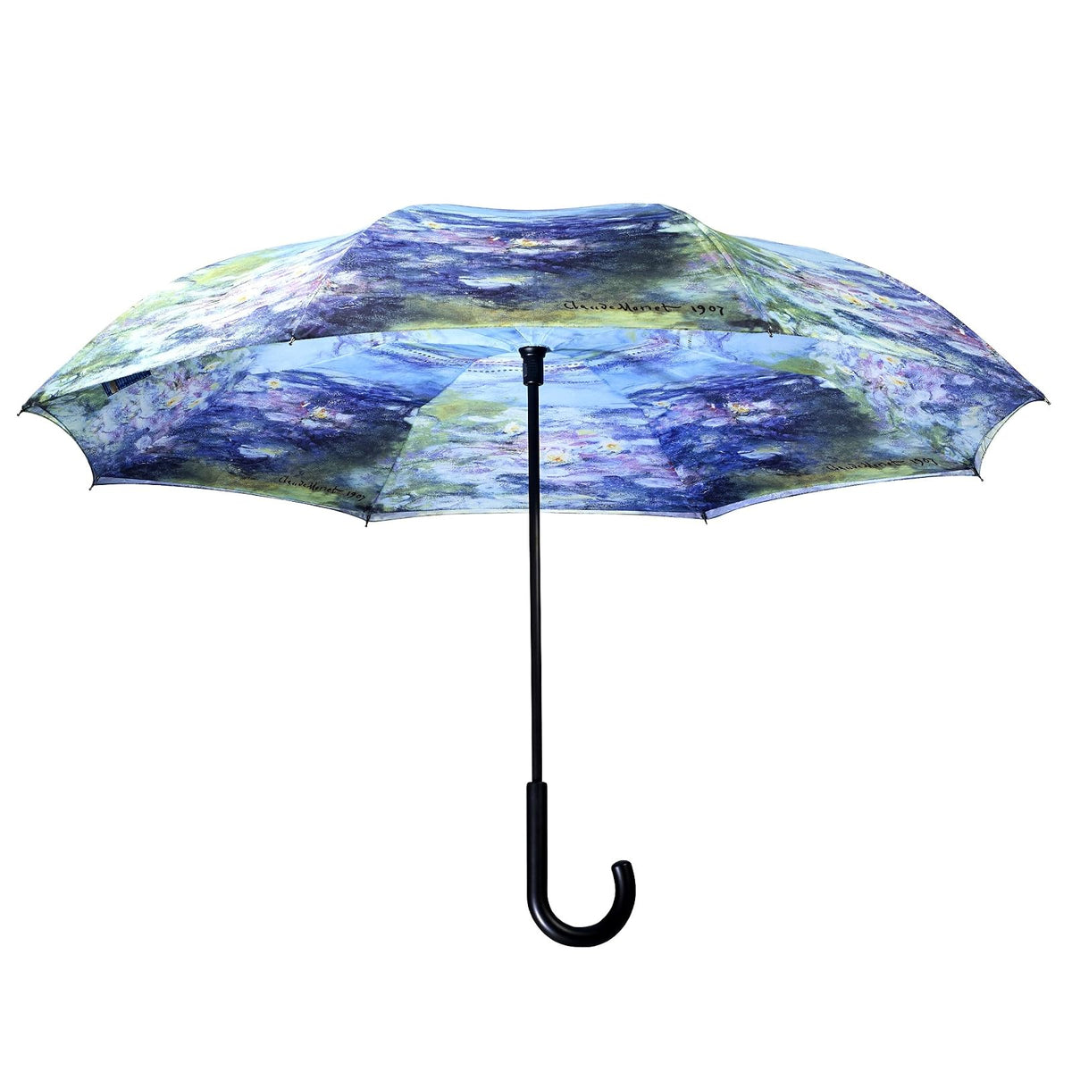 Galleria’s Reverse Close Umbrella, Monet, Water Lilies with art on both sides.