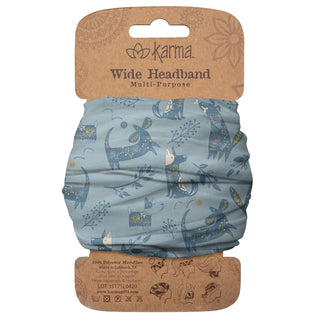 Karma Blue Dog Headband for Women - Wide - Fabric Headband and Stretchy Hair Scarf - Blue (KA2001)