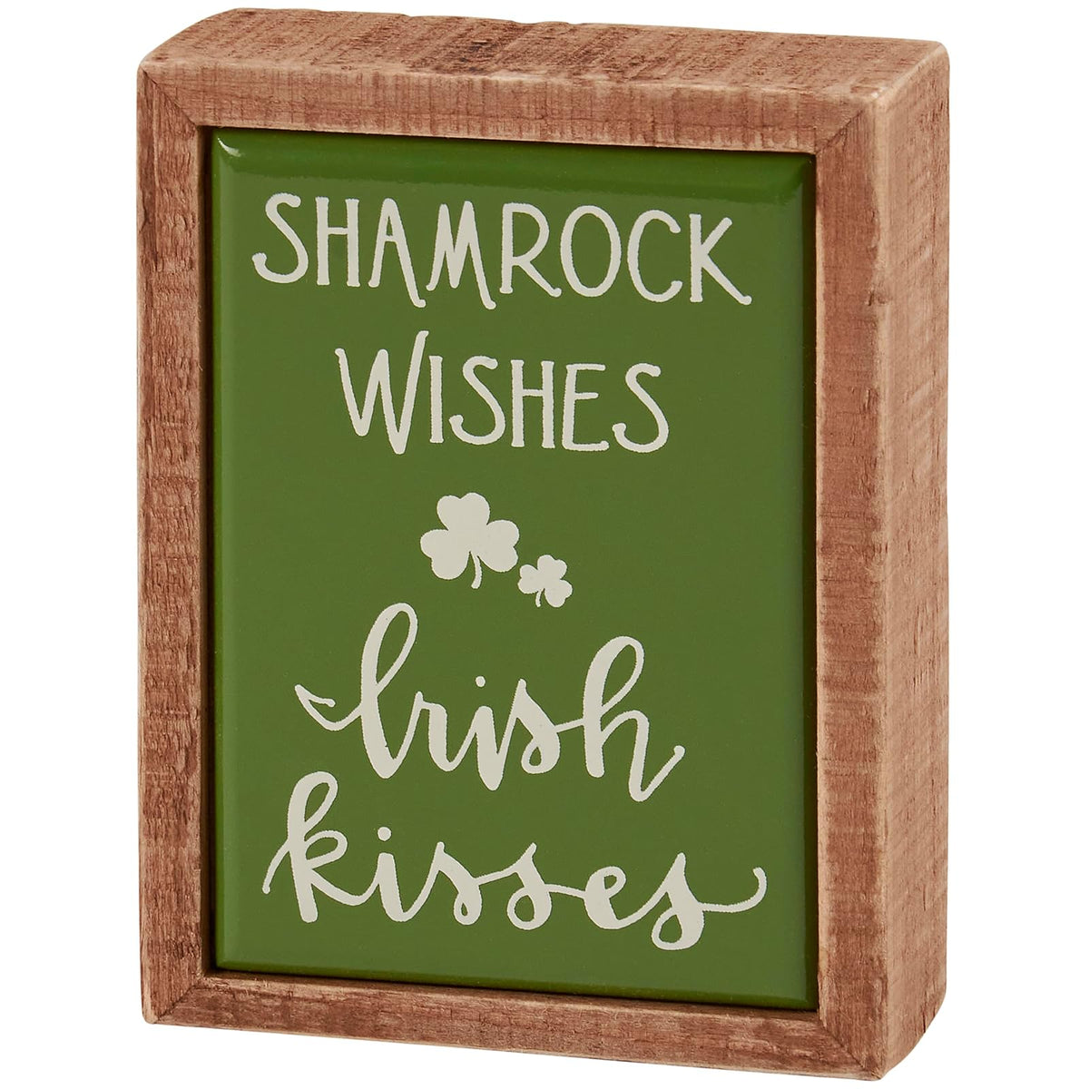 Primitives by Kathy Decorative Signage, 3" x 4" x 1", Green, Cream, Wood