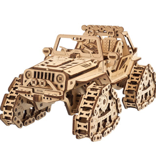 UGEARS Puzzles, Fire Engine Red, Sky Blue, Tracked Off-Road