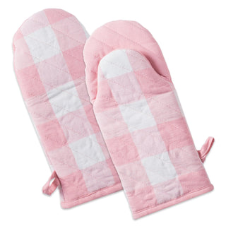 DII Design Heat Resistant Pink Buffalon Check Oven Mitt (Set of 2), Pink and White Buffalo Check