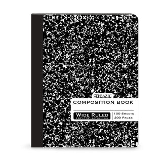 BAZIC Wide Ruled 100 Sheets Black Marble Composition Book, Hardcover Comp Books, Writing Journal Notebook with Lined Paper, Home School Office Supplies, Student Class Schedule, 1-Pack