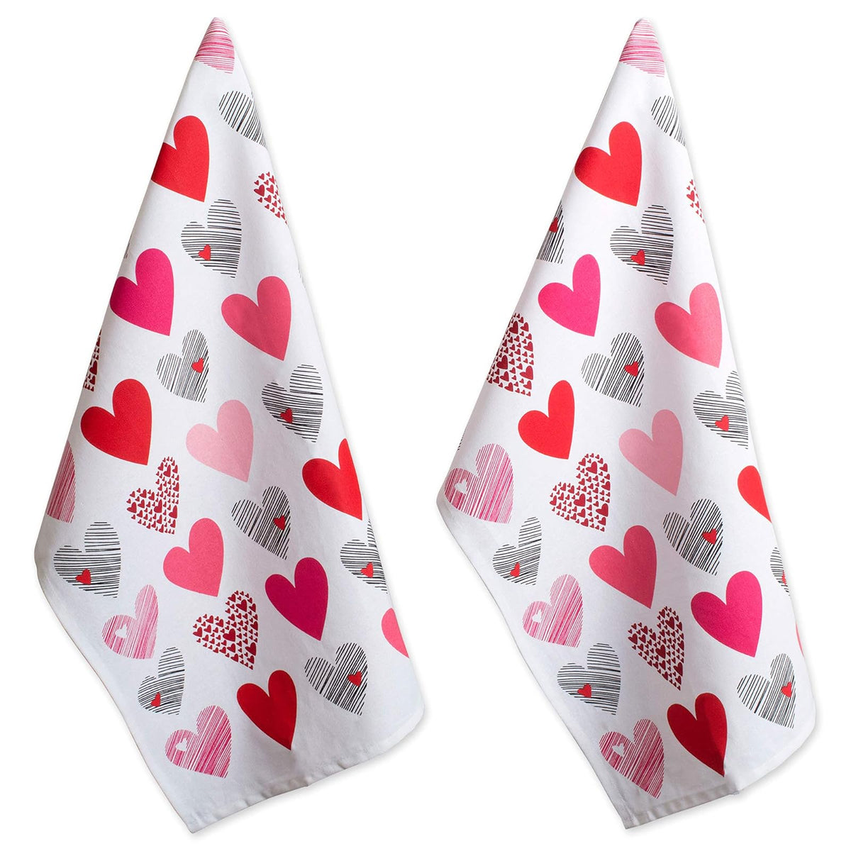 DII Towel, Dishtowel Set, 18x28", Hearts Collage