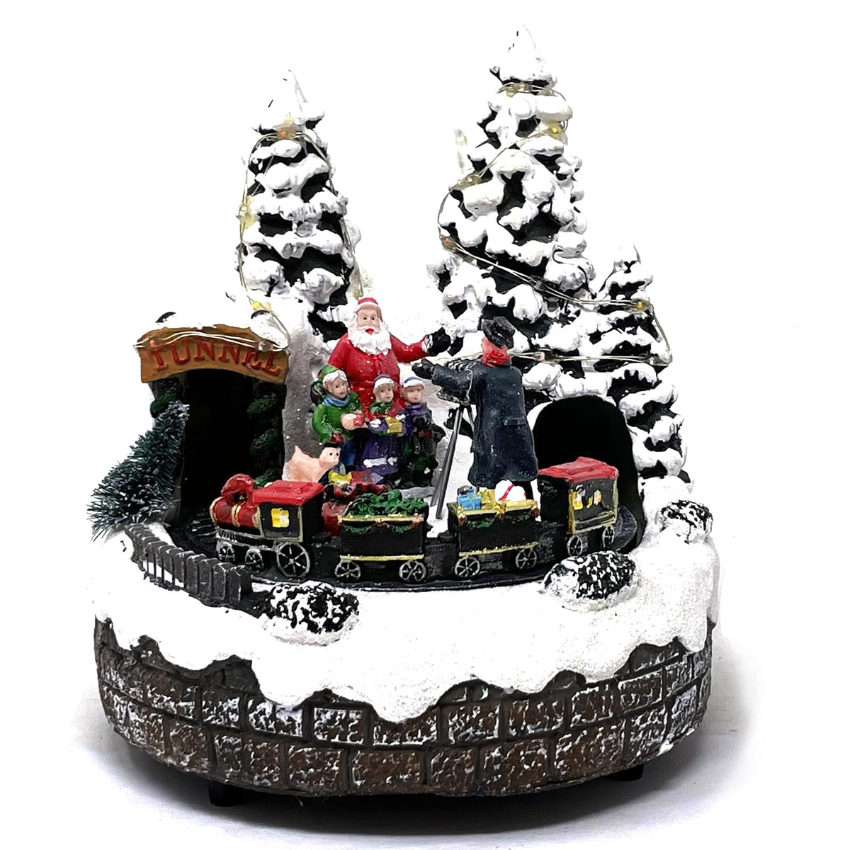 allgala Figurine, 7 x 6 x 5 inches, Moving Train and Photo With Santa