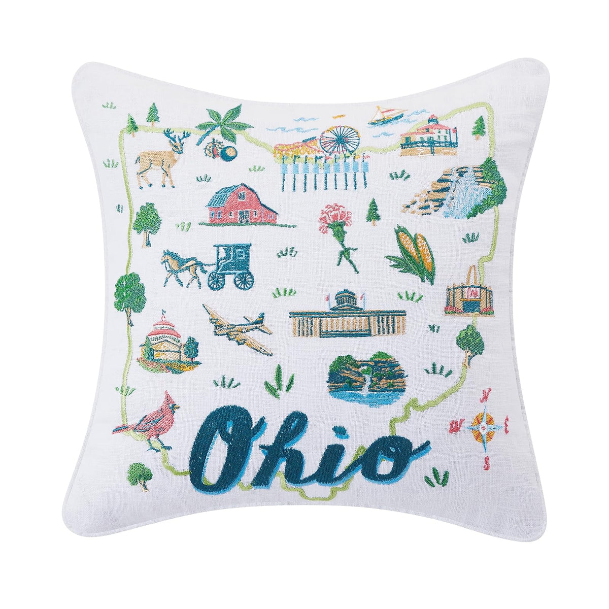 Peking Handicraft Pillow, 14" x 14", Multicolor