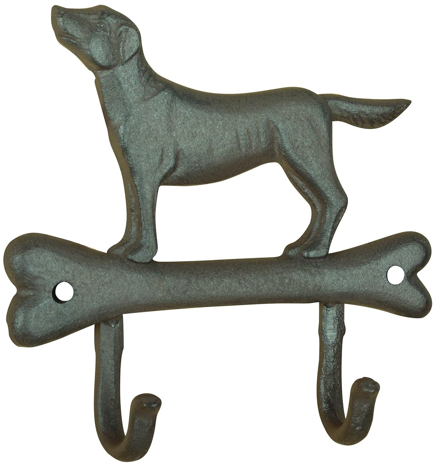 Esschert Design LH231 Series Dog on Bone Double Hook, Antique Brown